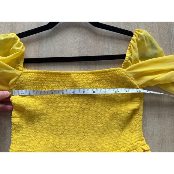 Aritzia Wilfred Tempest Mini Dress in Yellow Size Small Long Sleeve Squareneck - Picture 6 of 7